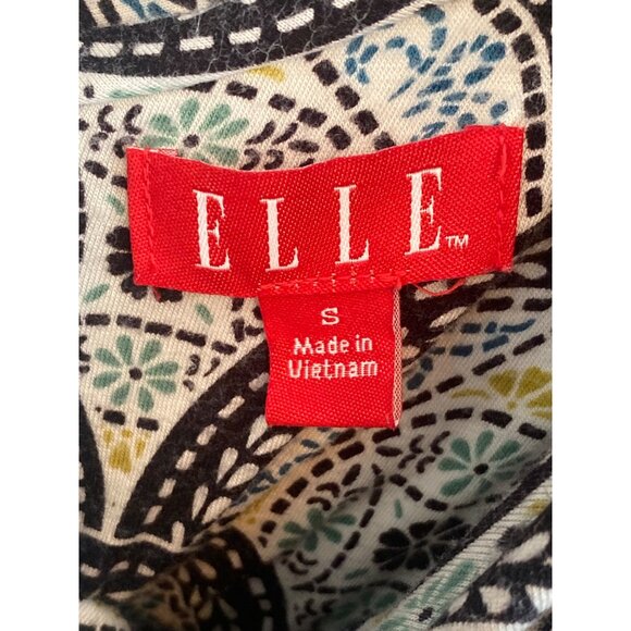 Elle Dress Summer Sundress Blue Green Black Geometric Elastic Waist Women Small - Picture 7 of 10